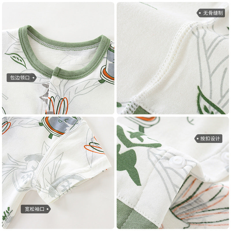 Boys Graphic Printed Round Neck Cotton Rompers