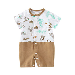 Boys Graphic Printed Round Neck Cotton Rompers