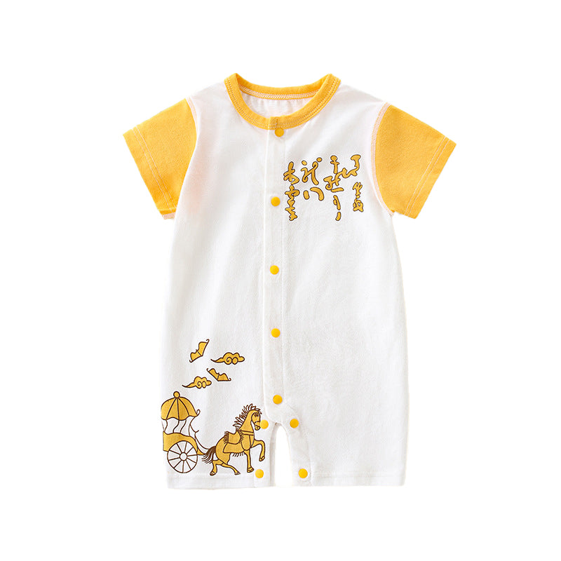 Boys Graphic Printed Round Neck Cotton Rompers