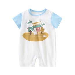 Boys Graphic Printed Round Neck Cotton Rompers