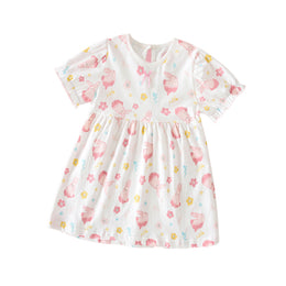 Girls Animal Printed Round Neck Cotton Fit & Flare Dress