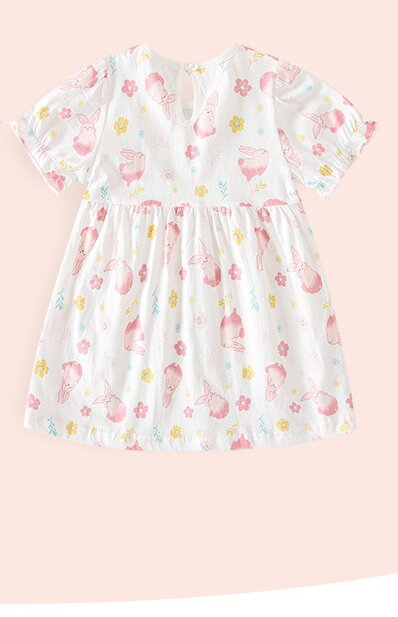 Girls Animal Printed Round Neck Cotton Fit & Flare Dress