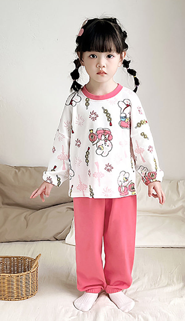Girls Printed T-shirt with Joggers