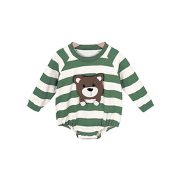 Boys Striped Cotton Long Sleeve Bodysuit