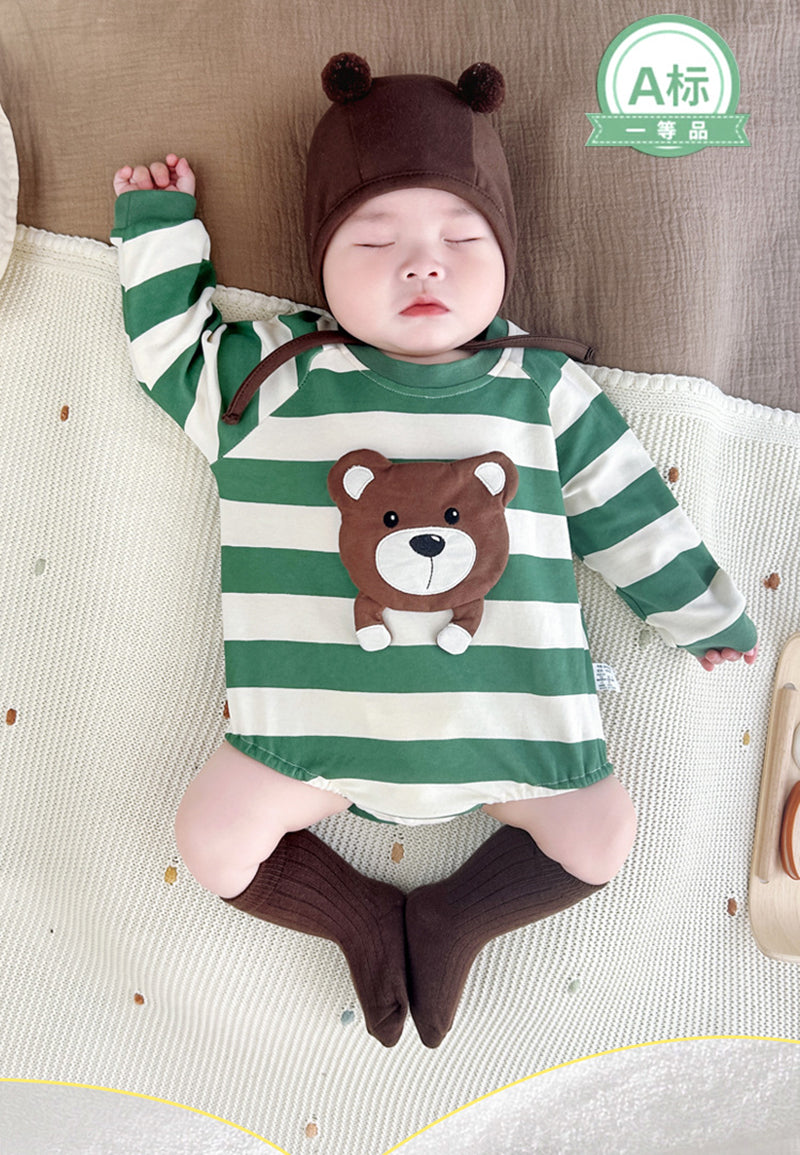 Boys Striped Cotton Long Sleeve Bodysuit