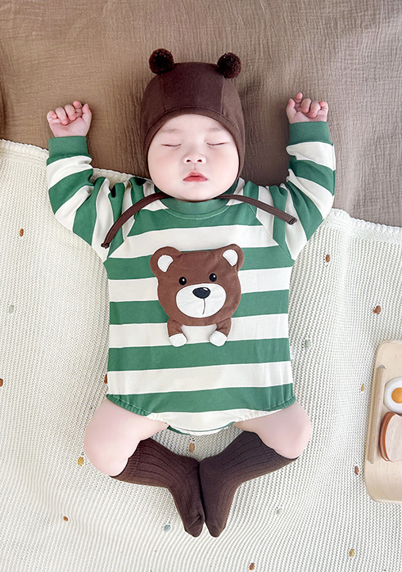 Boys Striped Cotton Long Sleeve Bodysuit