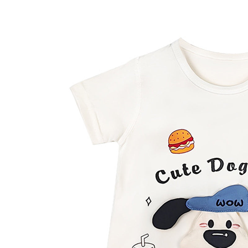Infants Printed Cotton Round Neck Rompers