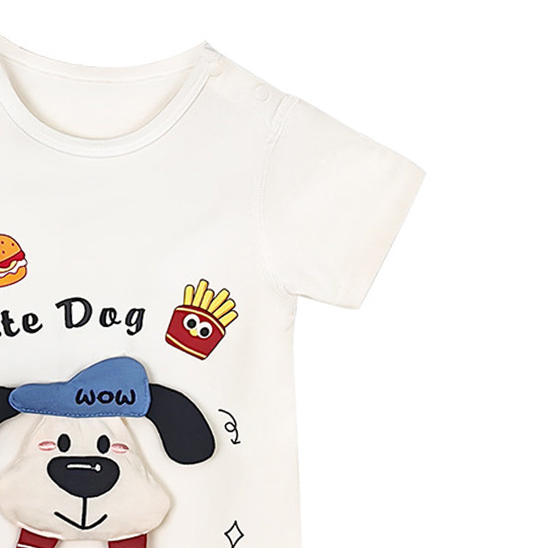 Infants Printed Cotton Round Neck Rompers