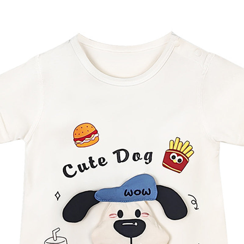 Infants Printed Cotton Round Neck Rompers