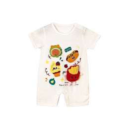 Infants Printed Cotton Round Neck Rompers