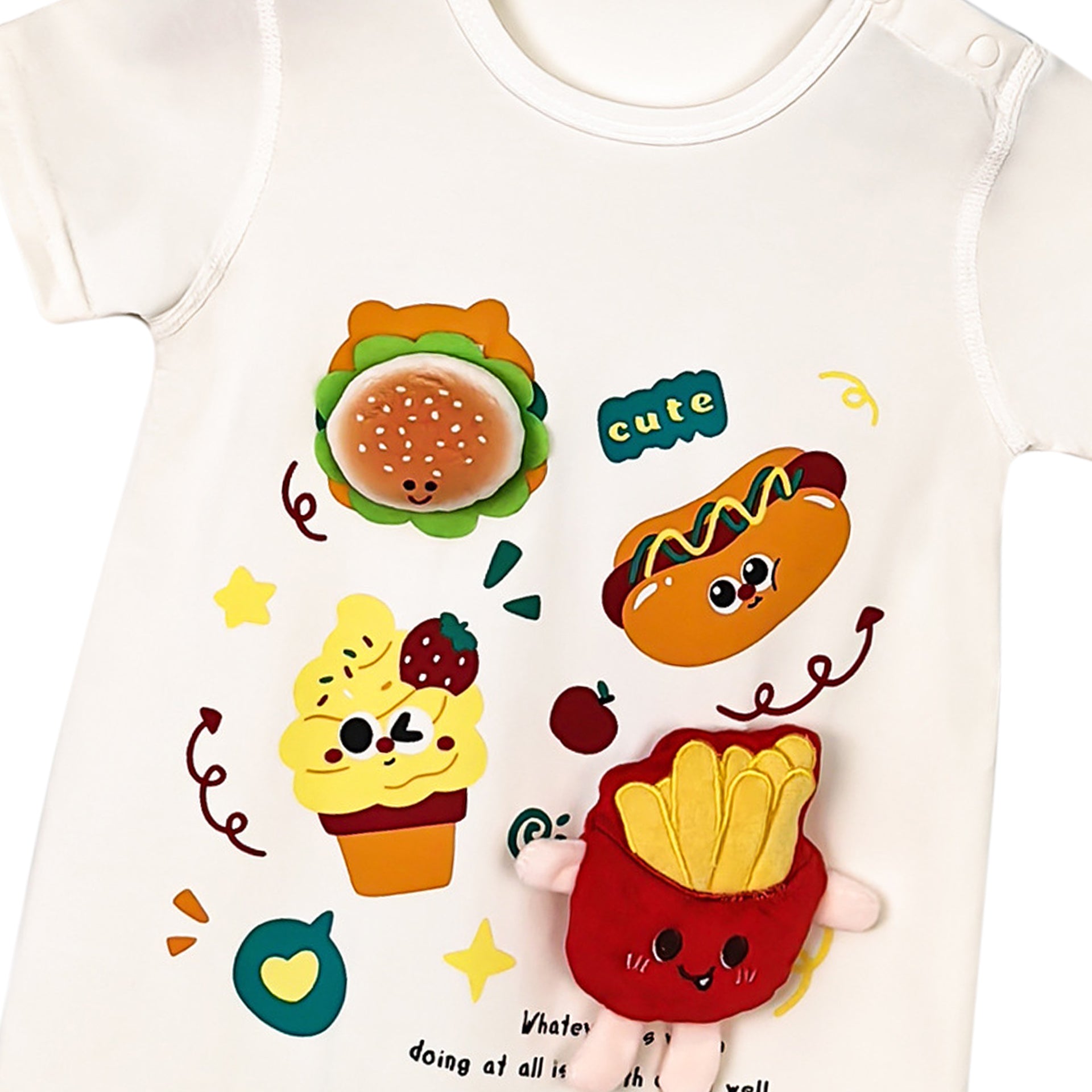 Infants Printed Cotton Round Neck Rompers
