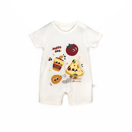 Infants Printed Cotton Round Neck Rompers