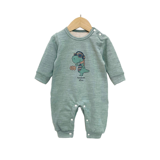 Infant Boys Green Printed Rompers