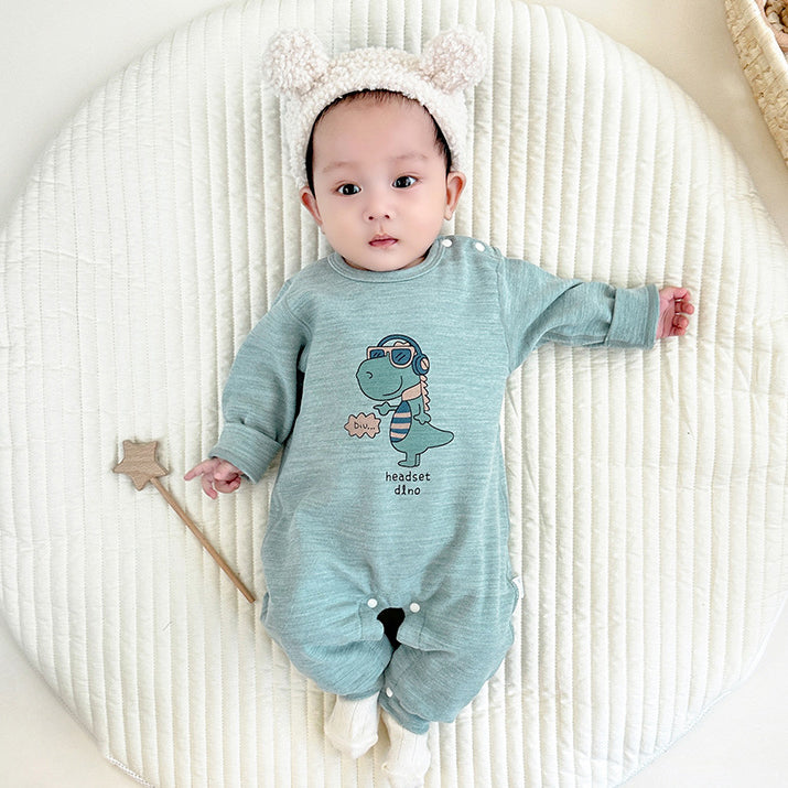 Infant Boys Green Printed Rompers