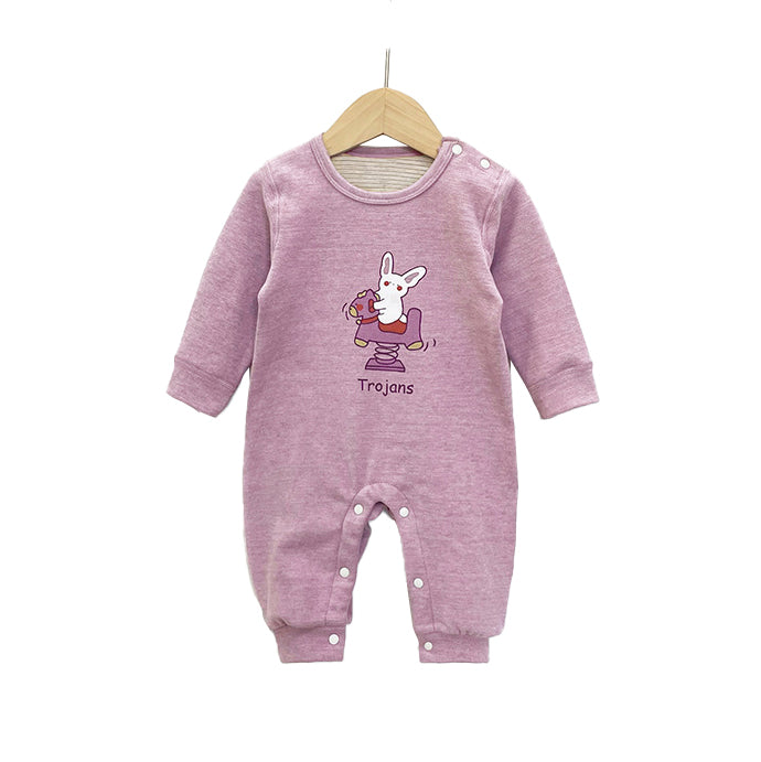 Infant Girls Purple Printed Rompers