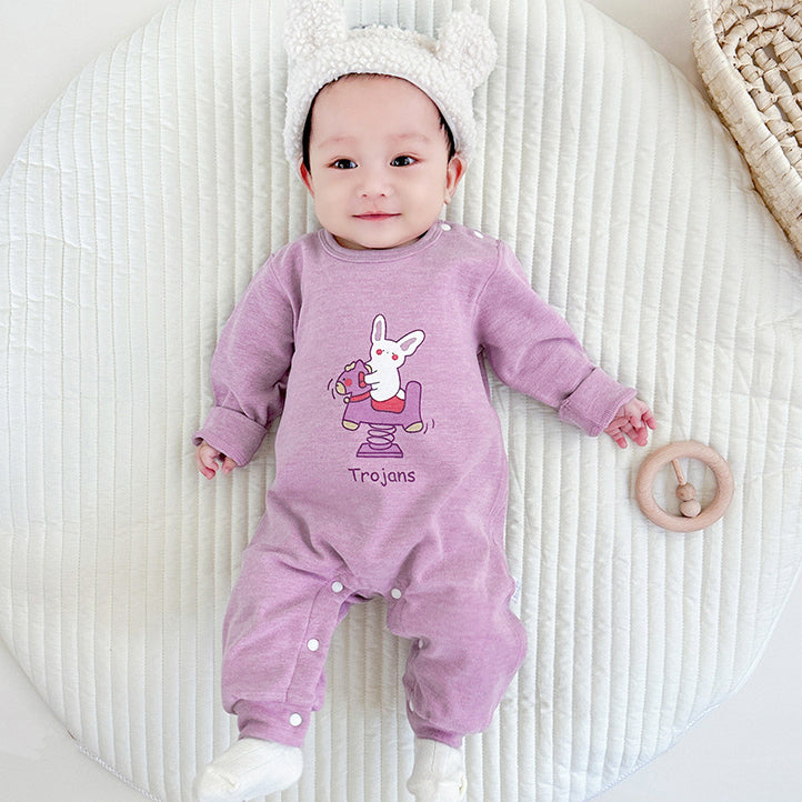 Infant Girls Purple Printed Rompers