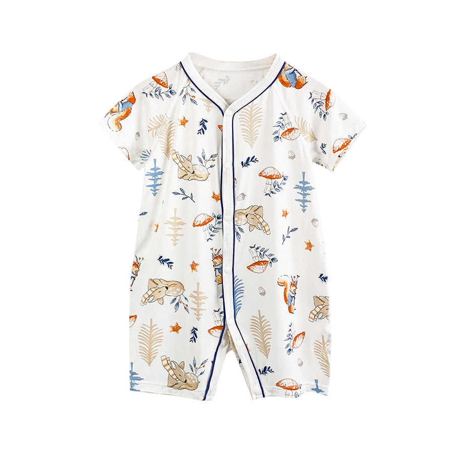Unisex Graphic Printed Round Neck Cotton Rompers