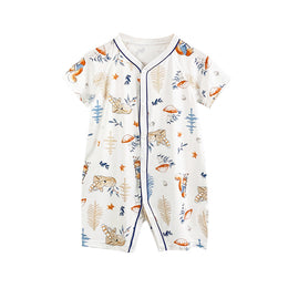 Unisex Graphic Printed Round Neck Cotton Rompers