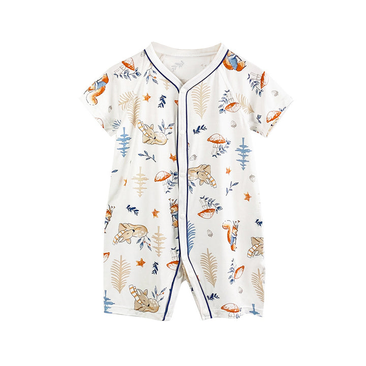 Unisex Graphic Printed Round Neck Cotton Rompers