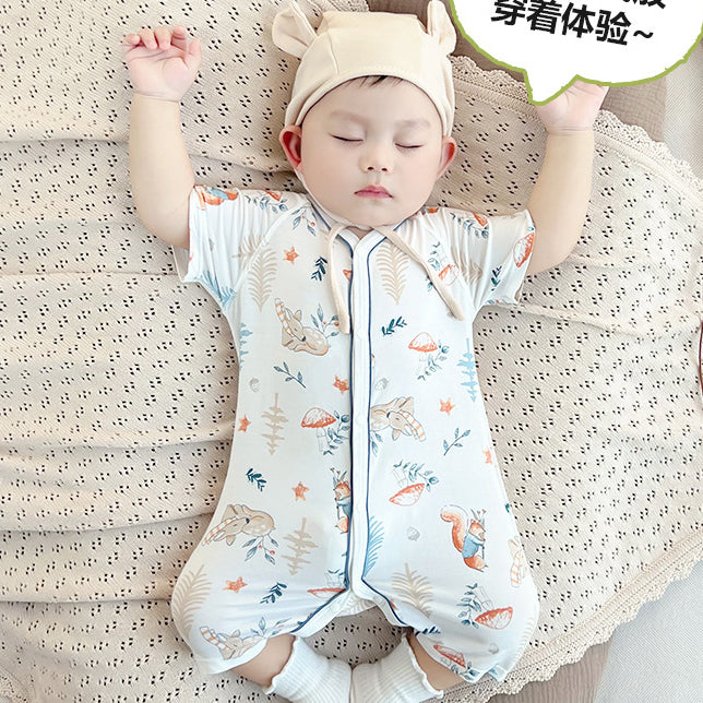 Unisex Graphic Printed Round Neck Cotton Rompers