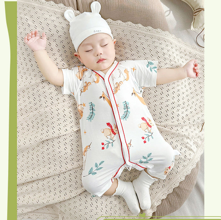 Unisex Graphic Printed Round Neck Cotton Rompers