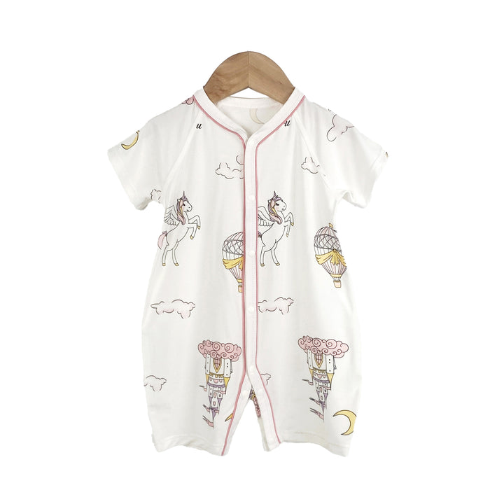 Unisex Graphic Printed Round Neck Cotton Rompers