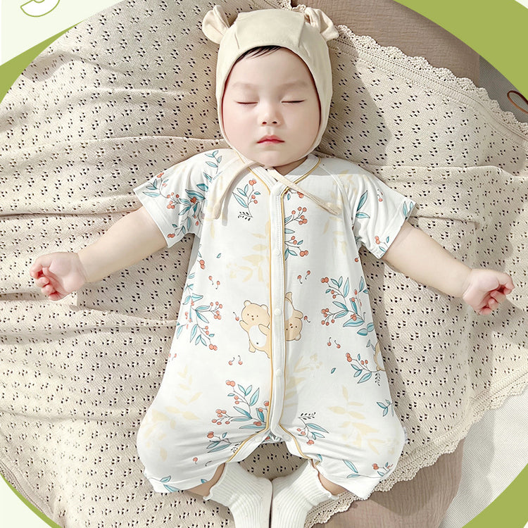 Unisex Graphic Printed Round Neck Cotton Rompers
