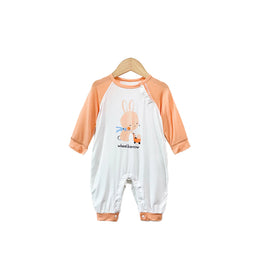 Girls Graphic Printed Round Neck Cotton Rompers