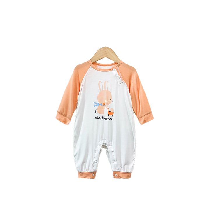 Girls Graphic Printed Round Neck Cotton Rompers