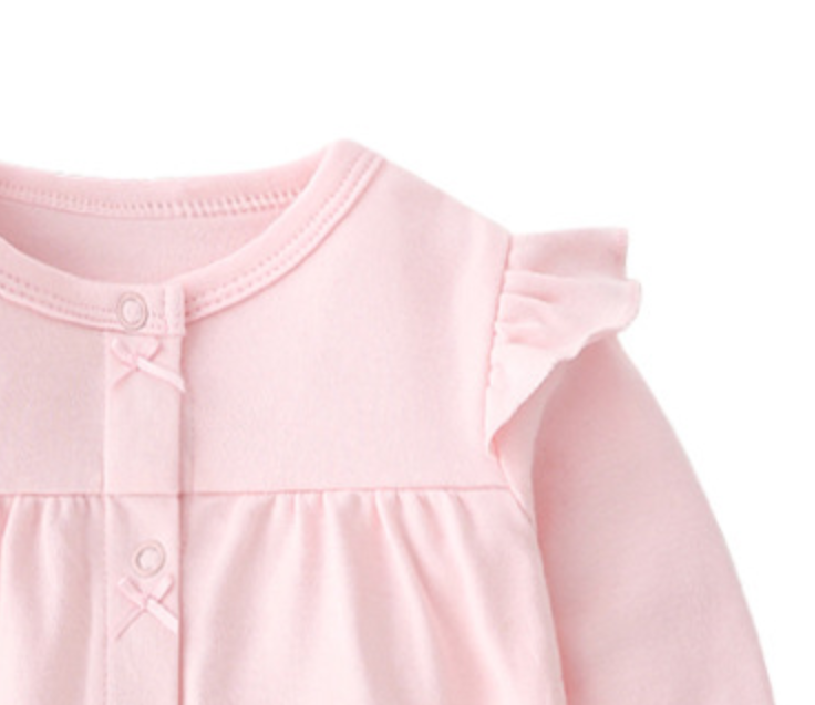 Infant Girls Pink Printed Cotton Rompers