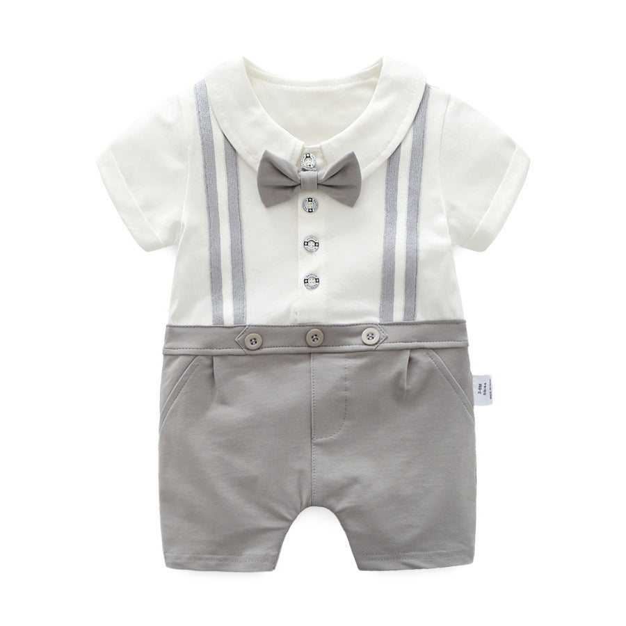 Infants Boys White & Grey Cotton Rompers