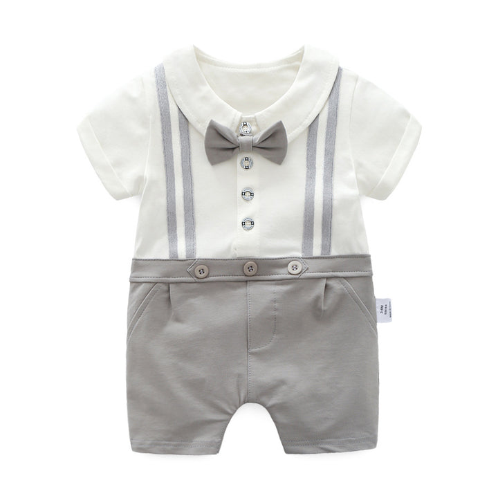 Infants Boys White & Grey Cotton Rompers