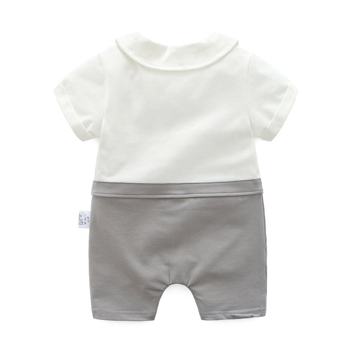 Infants Boys White & Grey Cotton Rompers