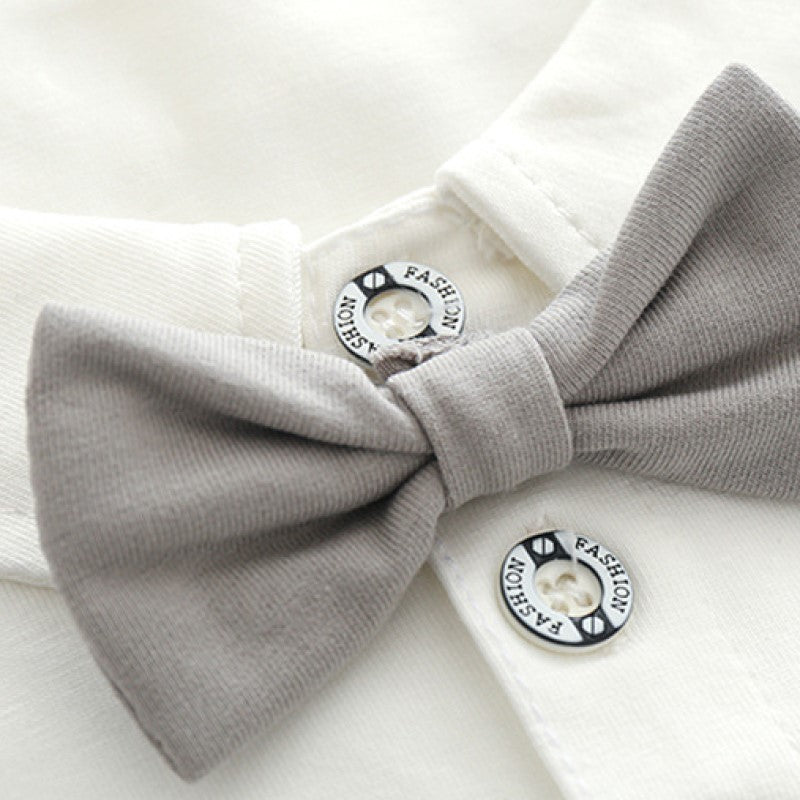 Infants Boys White & Grey Cotton Rompers