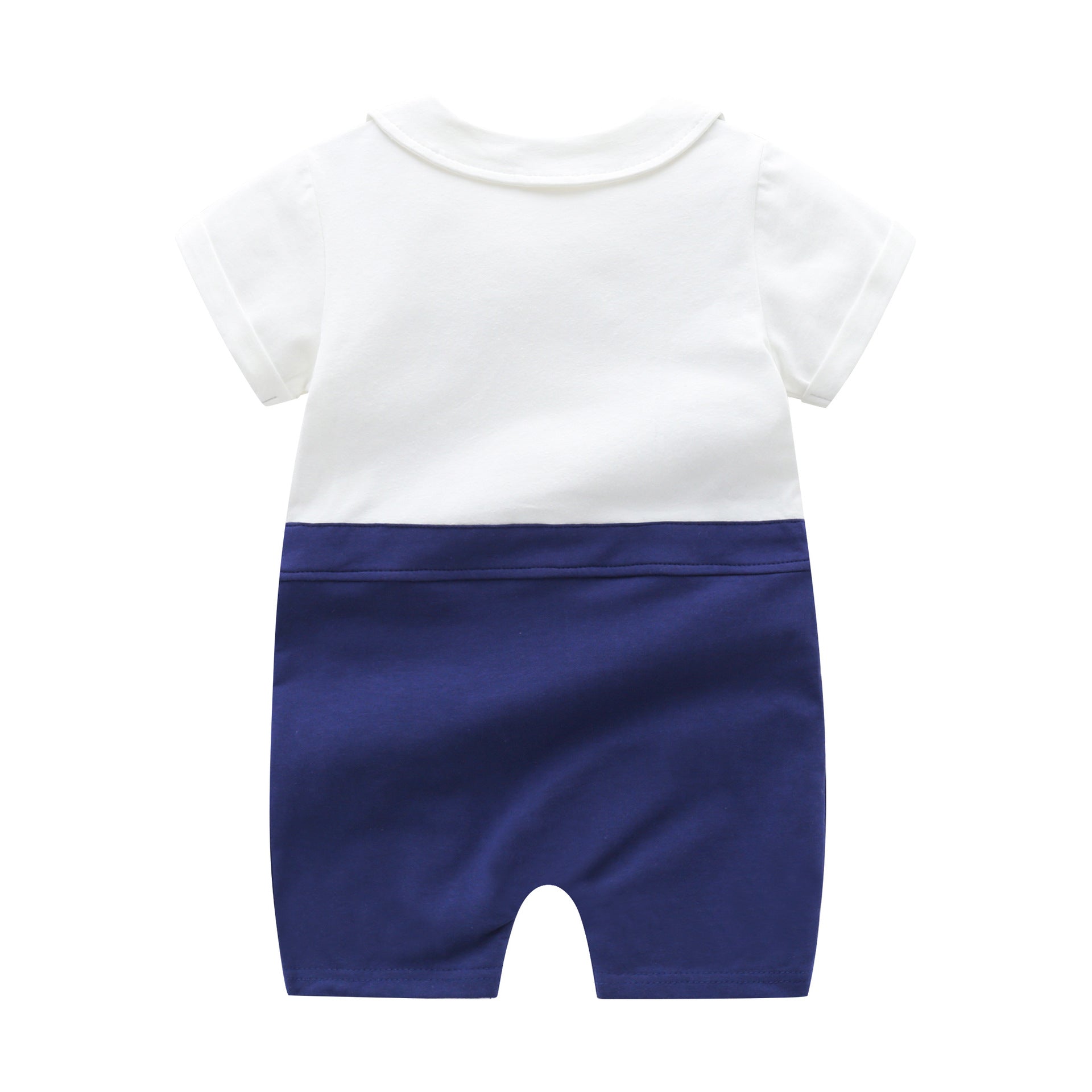 Infant Boys Blue Striped Cotton Romper