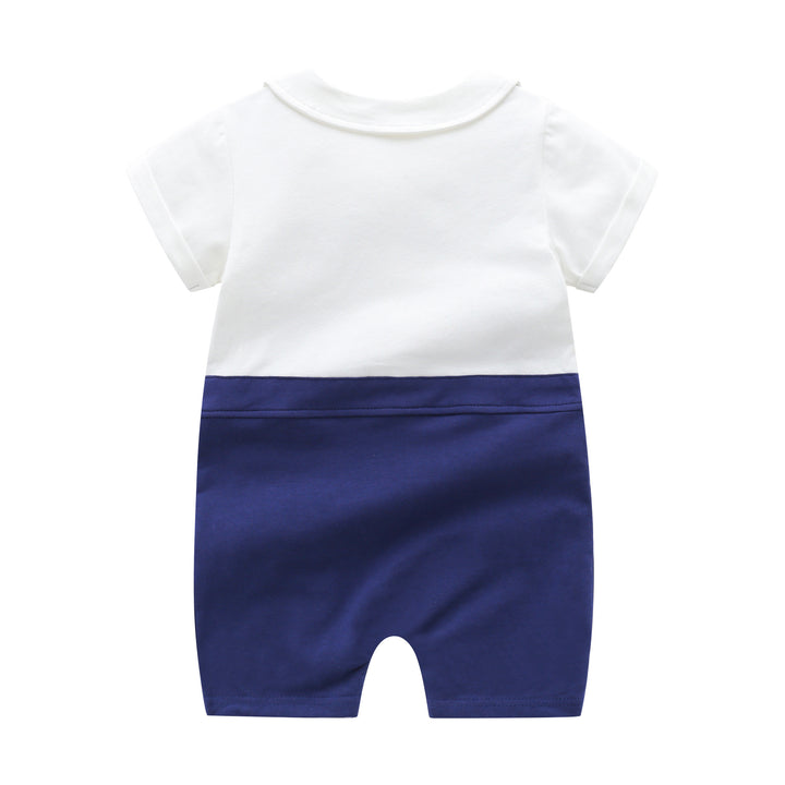 Infant Boys Blue Striped Cotton Romper