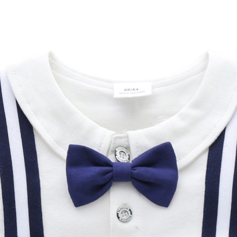 Infant Boys Blue Striped Cotton Romper