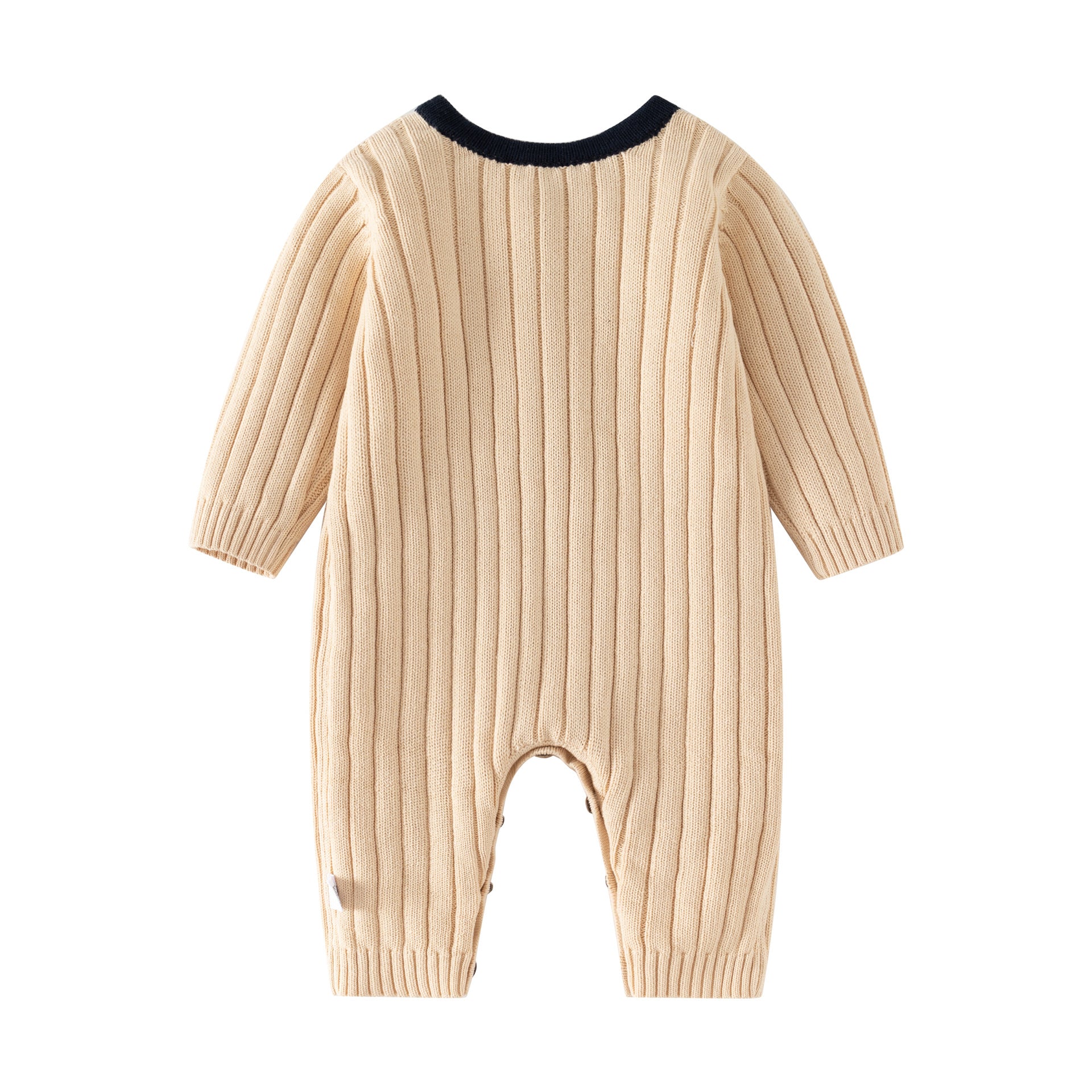 Kids Beige Striped Cotton Rompers