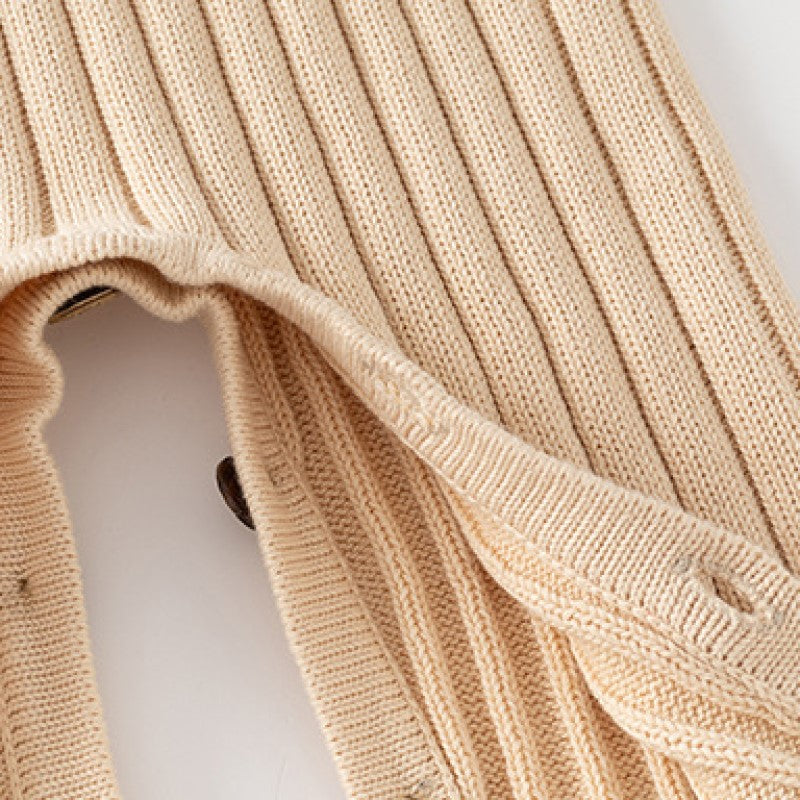 Kids Beige Striped Cotton Rompers