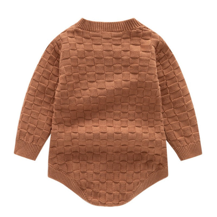 Brown Infant Kids Knitted Cotton Romper With Beanie