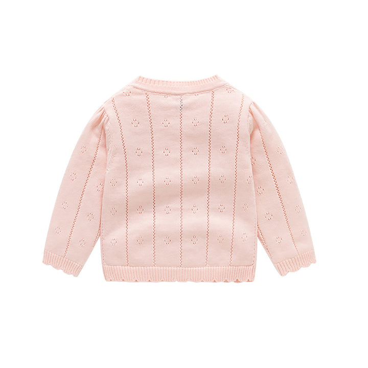 Girls Floral Embroidered Long Sleeves Sweater