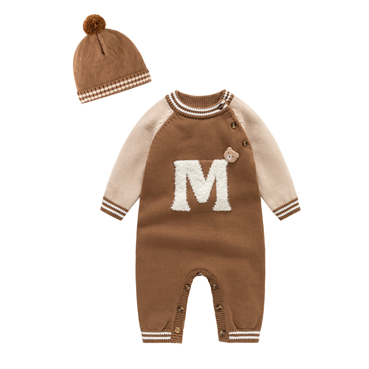 Infant Boys Printed Cotton Rompers With Hat