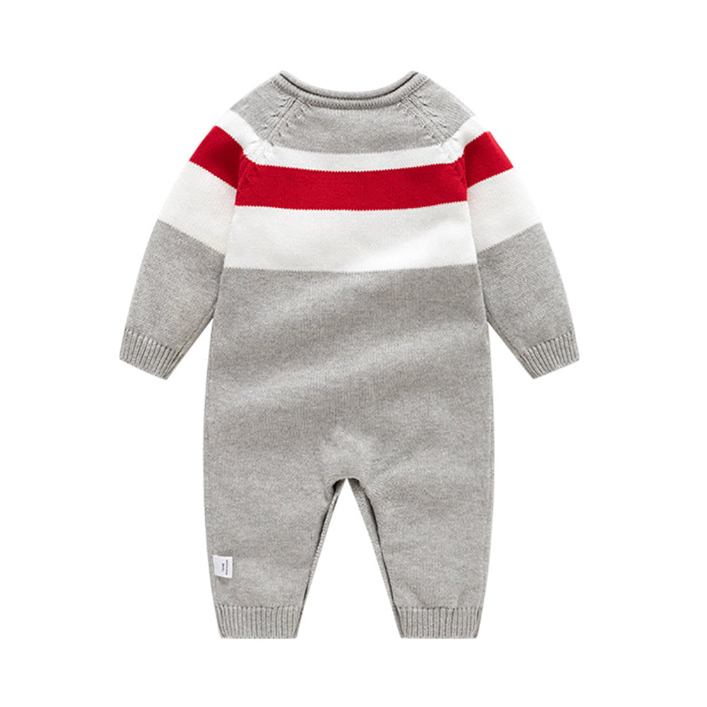 Infant Boys Printed Cotton Round Neck Full Sleeves Rompers