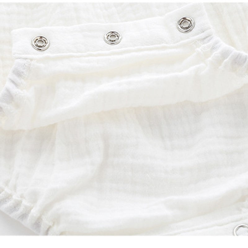 White Infant Girls Cotton Bodysuit & Headcover