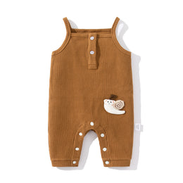 Infant Kids Brown Striped Cotton Rompers