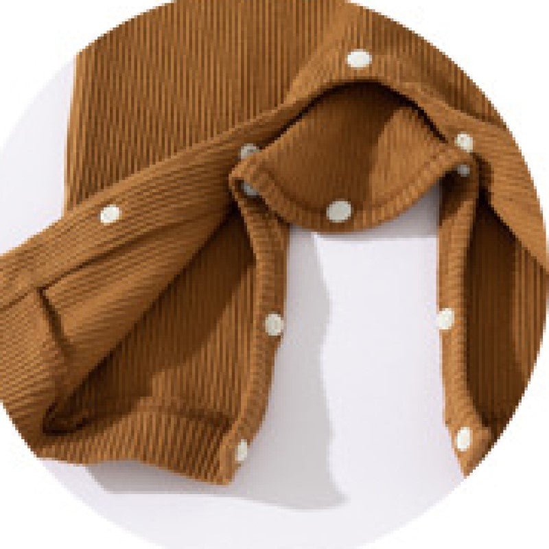 Infant Kids Brown Striped Cotton Rompers
