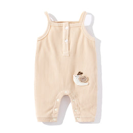 Infants Beige Striped Cotton Rompers