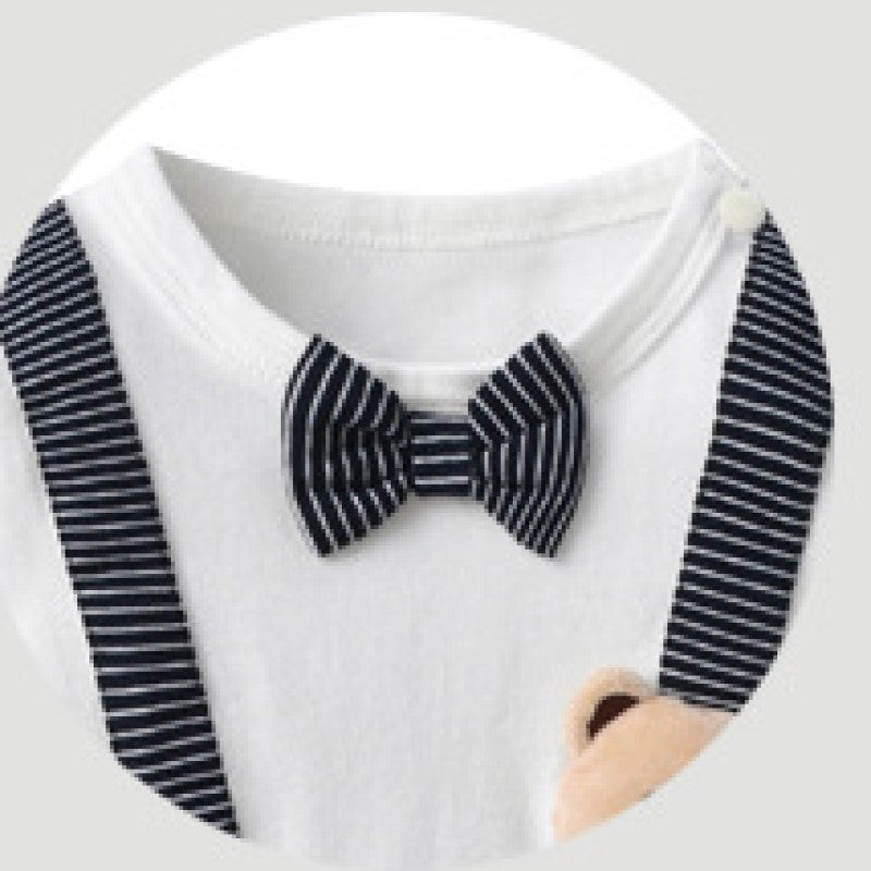 Infants Boys White & Black Striped Cotton Rompers