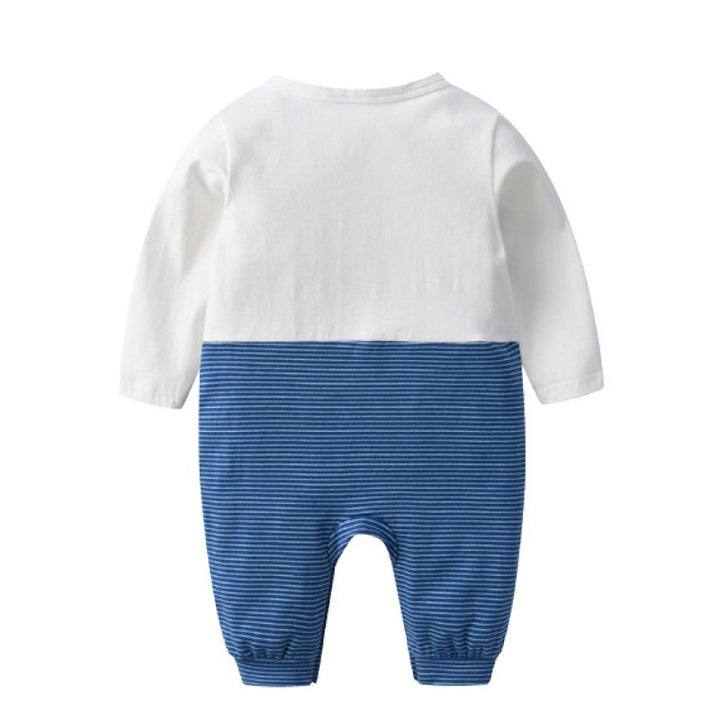 Infant Boys Blue Striped Cotton Rompers