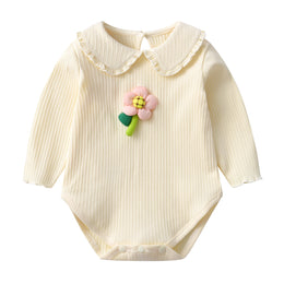 Infants Girls Yellow Peter Pan Collar Cotton Bodysuit